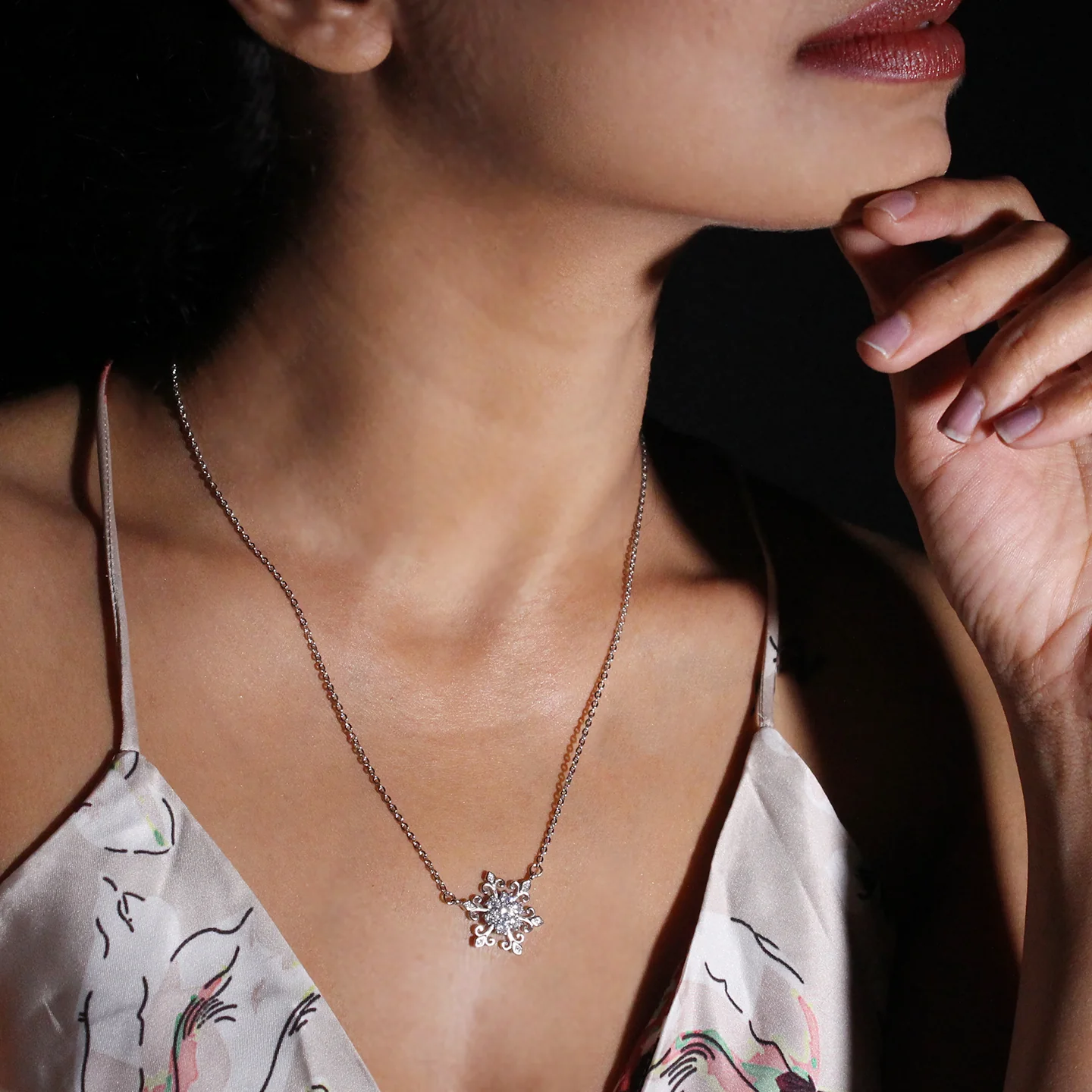 Silver Snowflake Necklace - Image 3