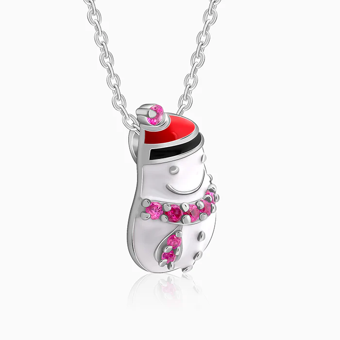 Silver Snowman Kids Pendant With Link Chain - Image 4