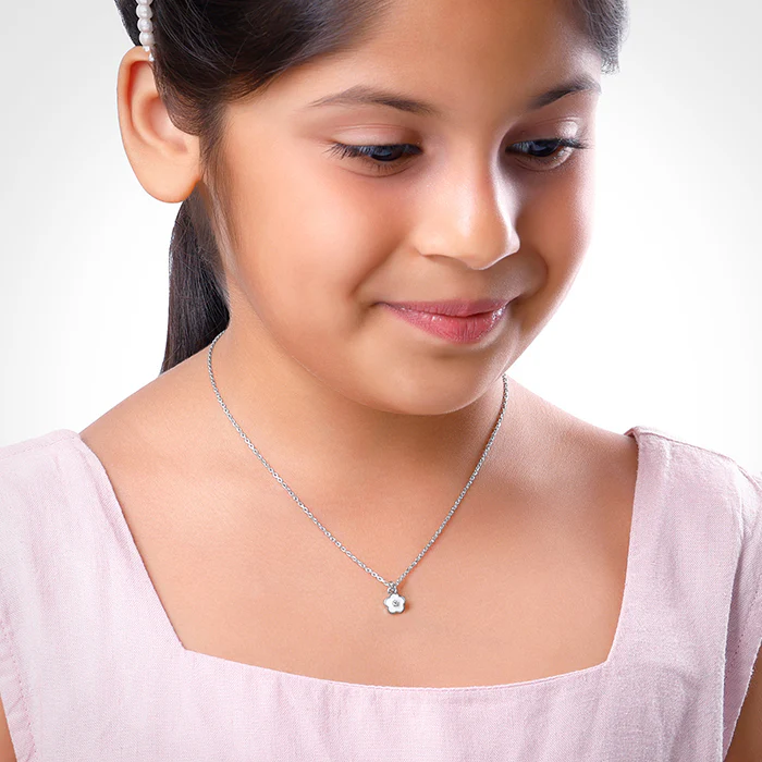 Silver Snow Pixie Kids Pendant with Link Chain - Image 3