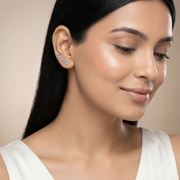 Silver Soft Vine Climber Earrings - Image 3