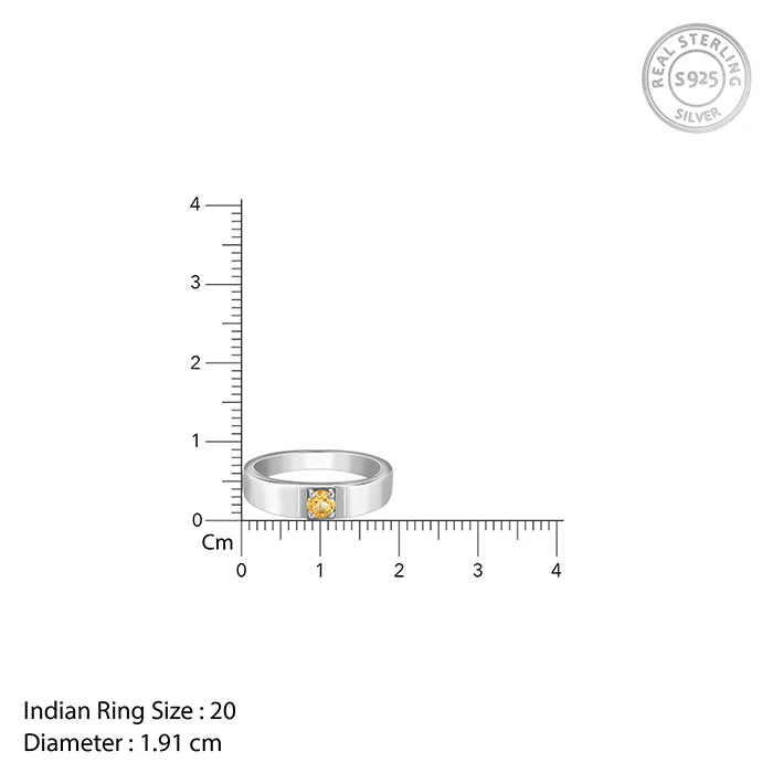 Silver Solitaire Citrine Ring For Him - Image 5