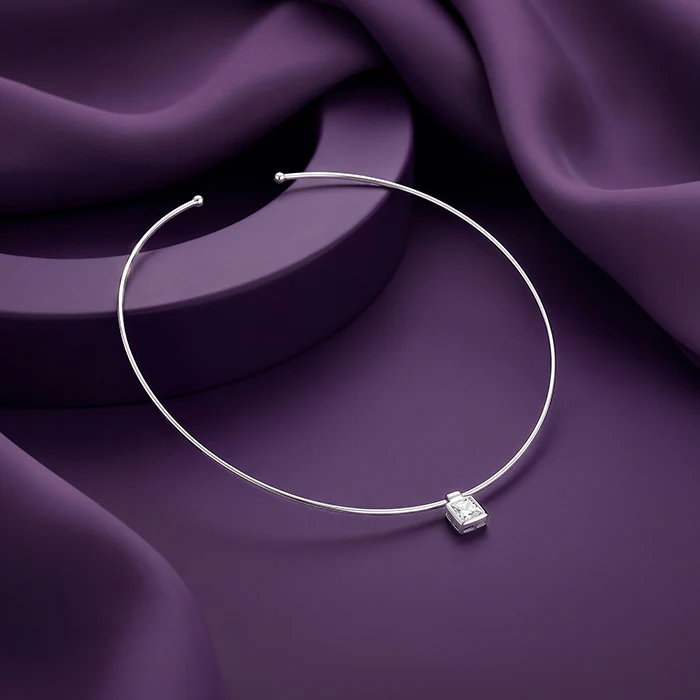 Silver Solitaire Hasli Necklace - Image 2