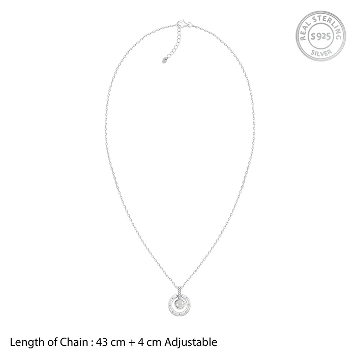 Silver A 100 I Love You Pendant With Link Chain - Image 7