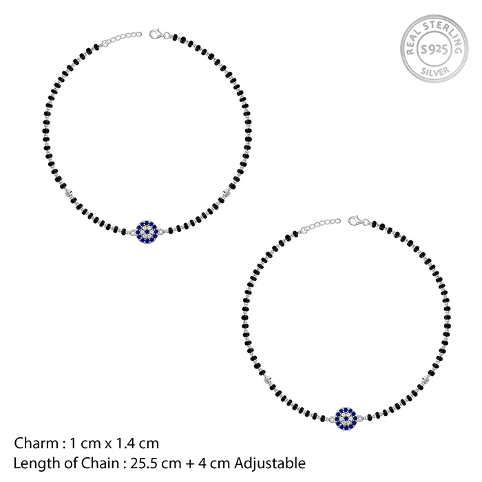 Silver Sparkling Evil Eye Anklet - Image 4