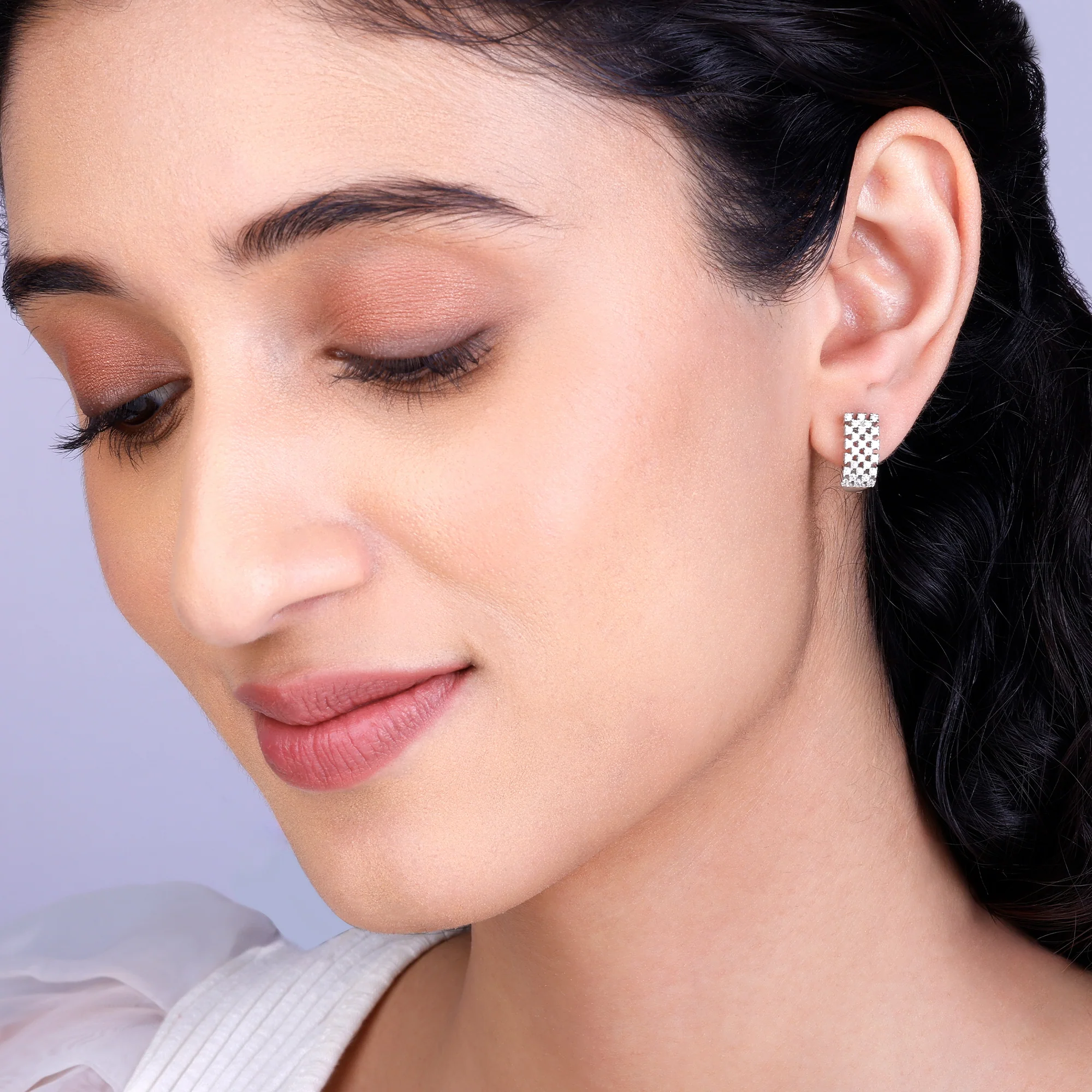 Silver Sparkling Shine Hoop Earrings - Image 3