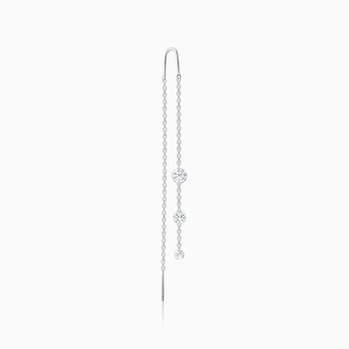 Silver Sparkling Sui Dhaga Earrings - Image 4