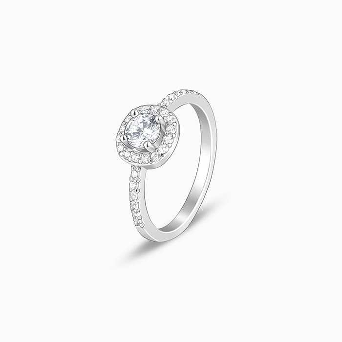 Silver Sparkly Solitaire Ring - Image 4