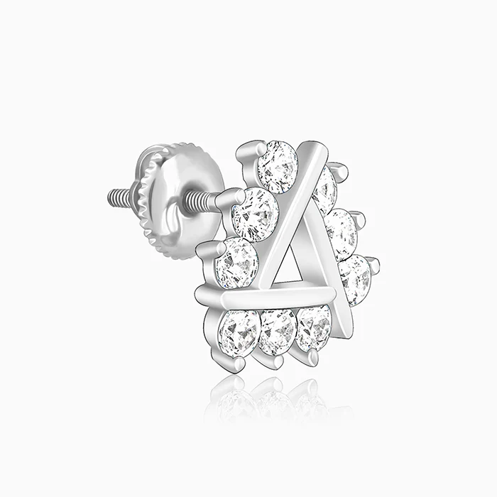 Silver Sparkly Triangle Earrings - Image 4