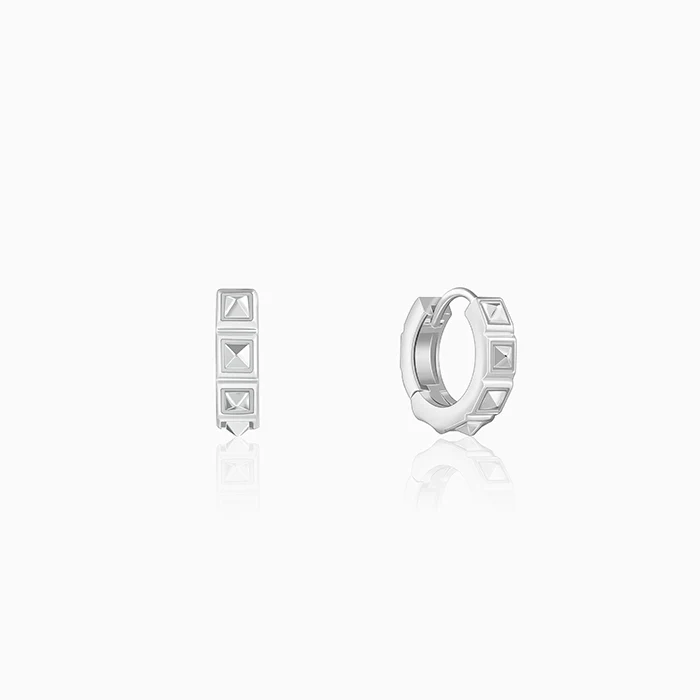 Silver Spike Hoop Earring For Him - Image 2