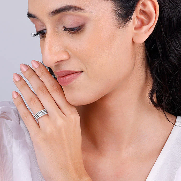 Silver Stacked Shine Ring - Image 4