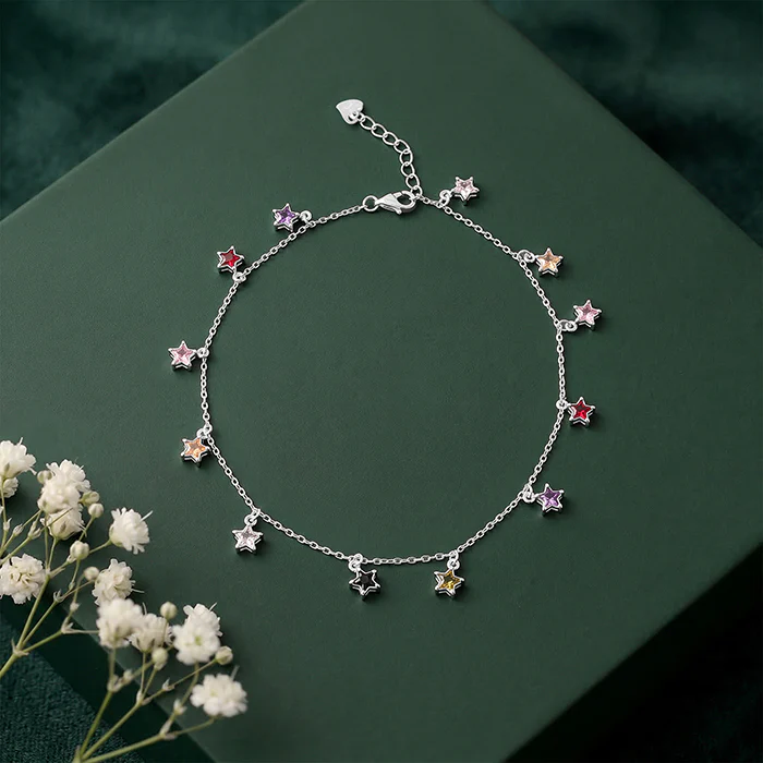 Silver Starry Charms Anklet - Image 2