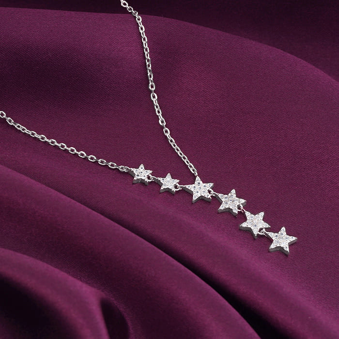 Silver Starry Drop Necklace - Image 2