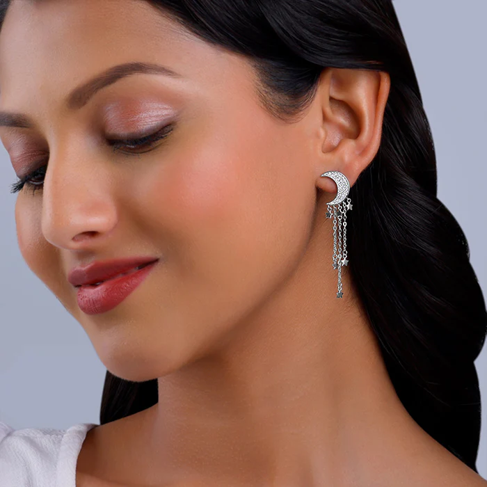 Silver Starry Star Danglers - Image 3