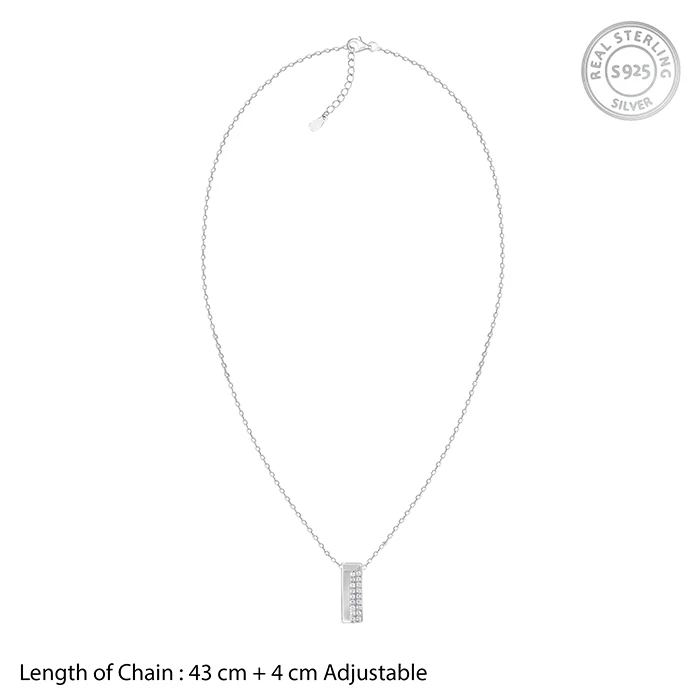 Silver Stellar Bar Pendant With Link Chain - Image 6