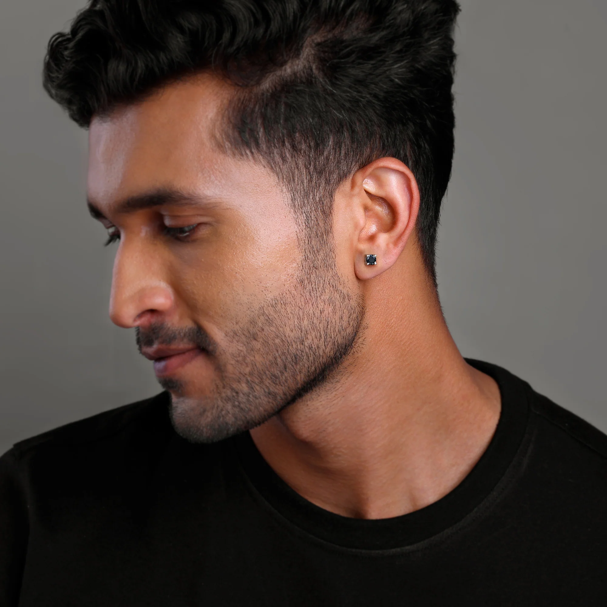 Silver Storm Edge Earring For Men - Image 5