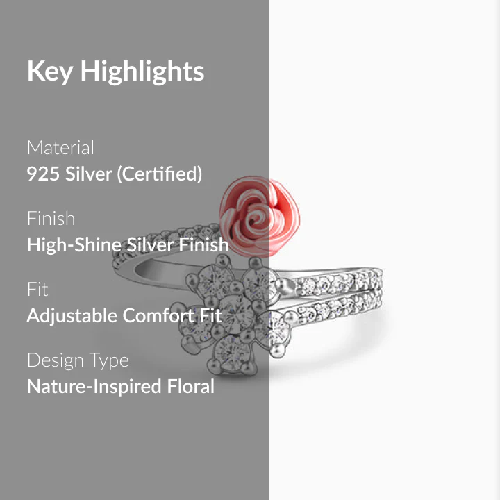 Anushka Sharma Silver Studded Rose Ring - Image 2
