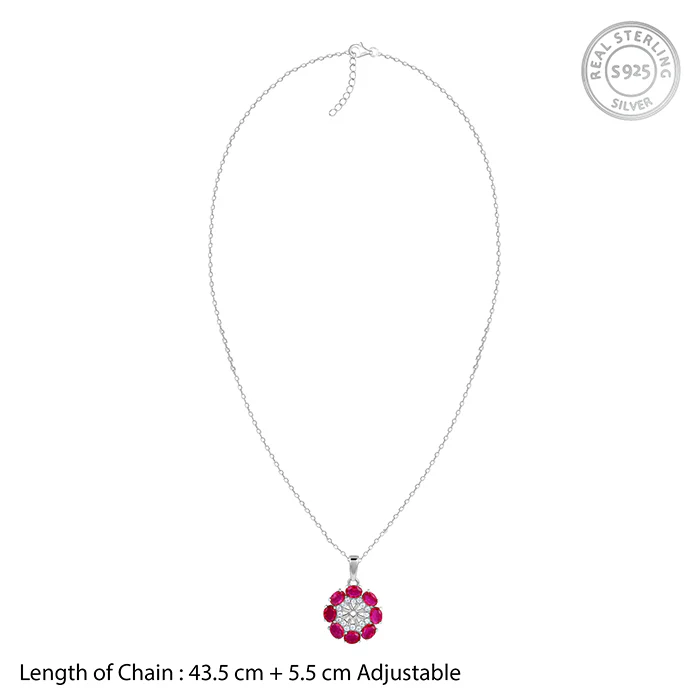 Silver Stunning Floret Pendant With Link Chain - Image 5