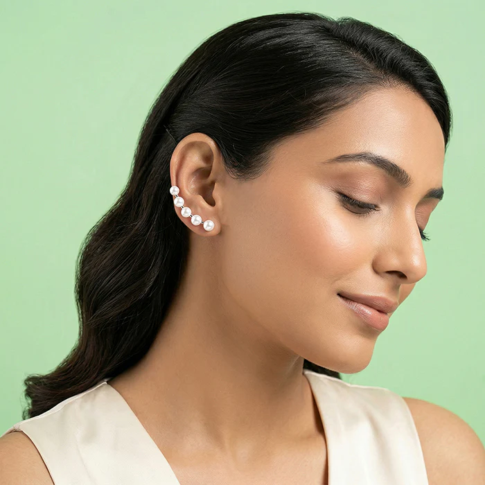 Silver Susan Pearl Climber Earrings - Image 3