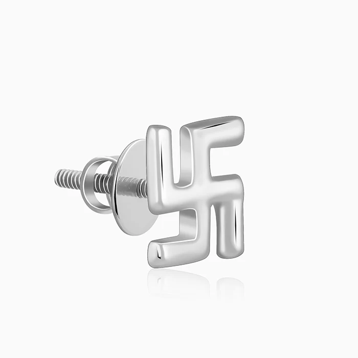 Silver Swastik Stud For Him - Image 5