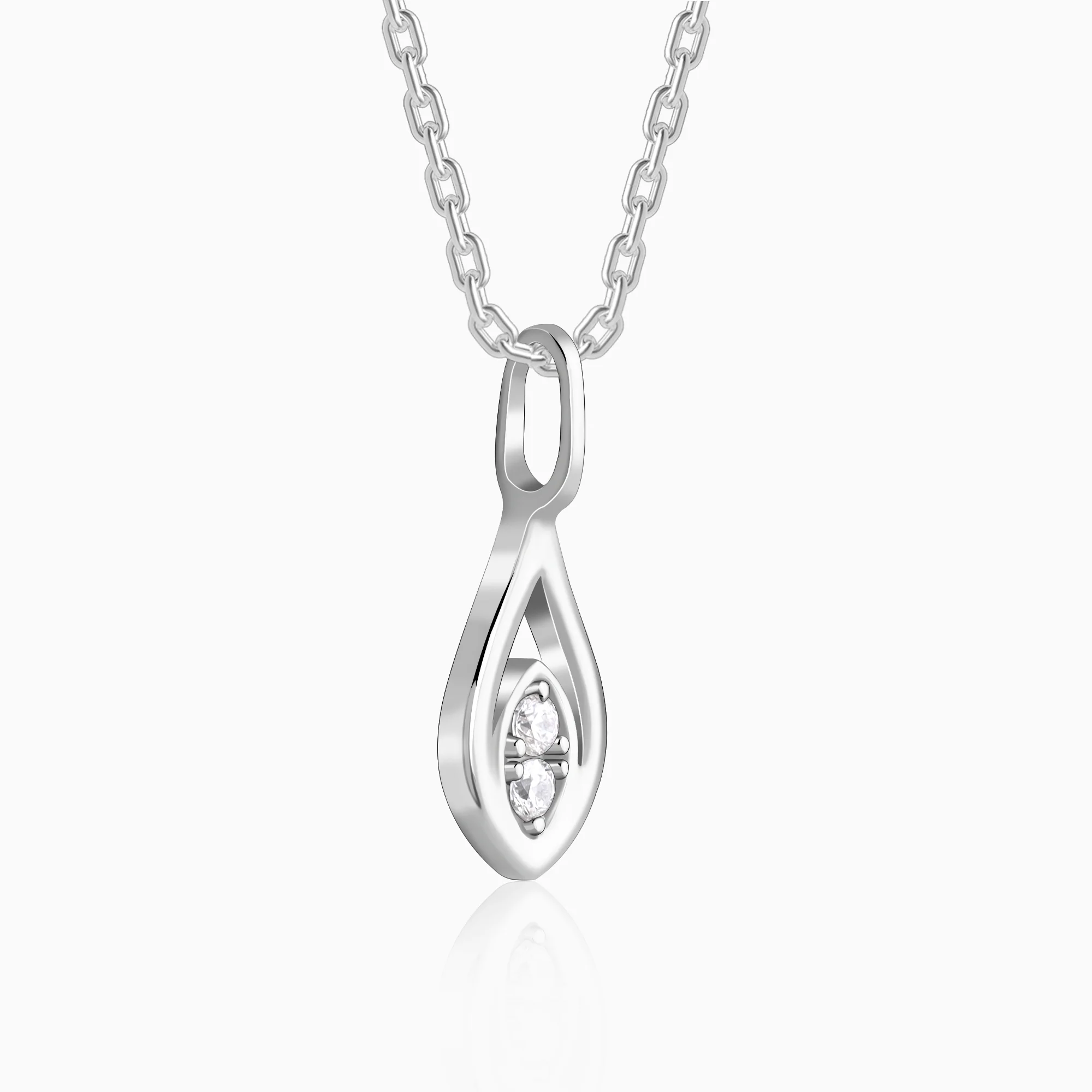 Silver Tear Drop Pendant With Link Chain - Image 4