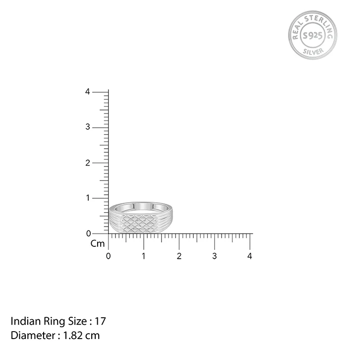 Silver Textured Edge Ring For Him - Image 5