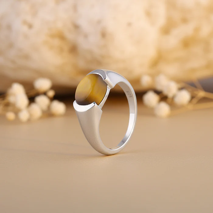 Silver Tiger Eye Men Ring For Him - Image 2