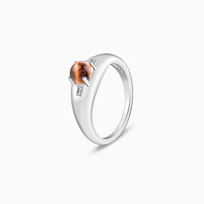 Silver Tiger Eye Ring For Him (Size 17) - Image 4