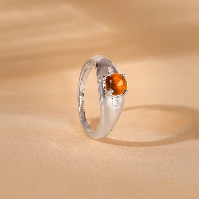 Silver Tiger Eye Ring For Him (Size 20) - Image 2