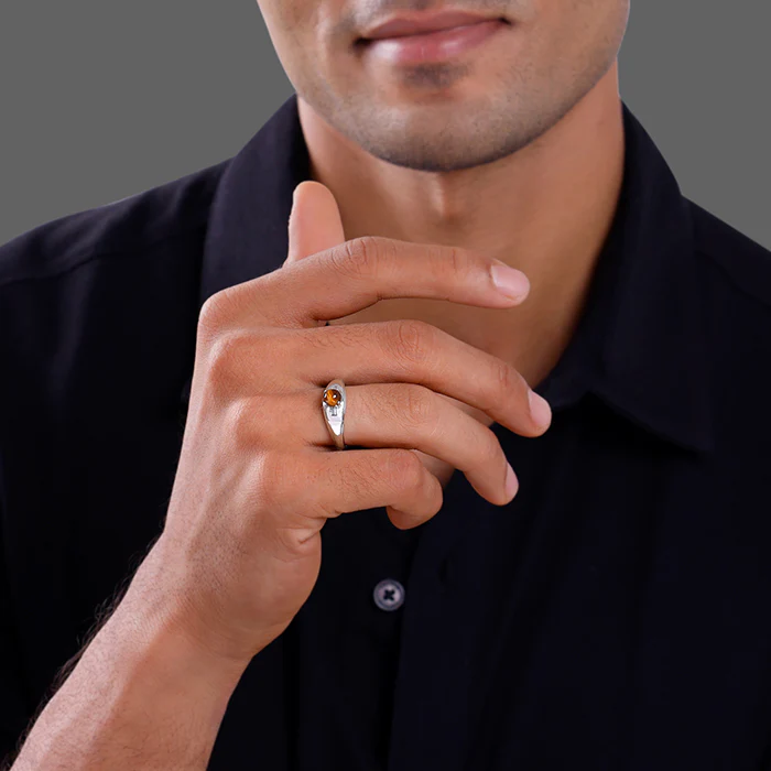 Silver Tiger Eye Ring For Him (Size 20) - Image 3