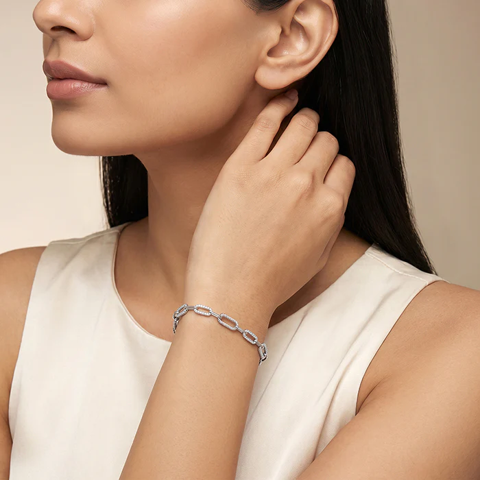Silver Toned Paperclip Link Bracelet - Image 3