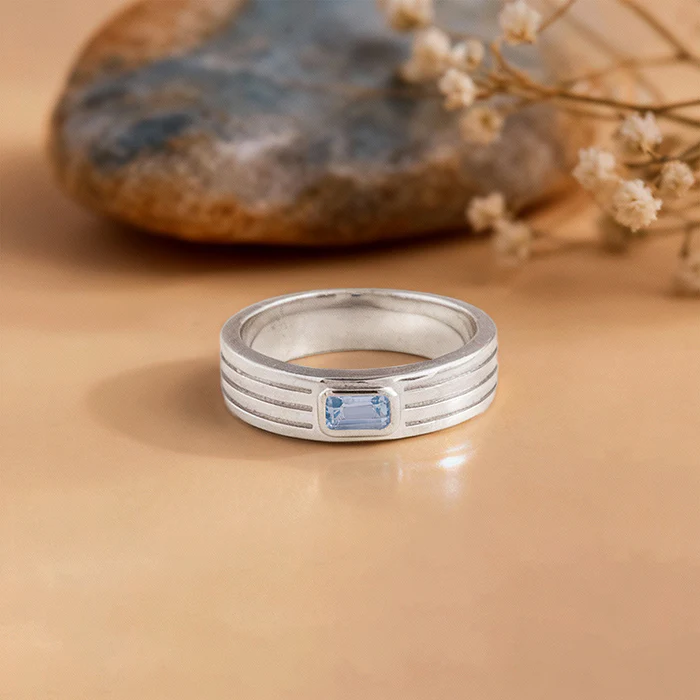 Silver Topaz Crown Ring For Him - Image 2