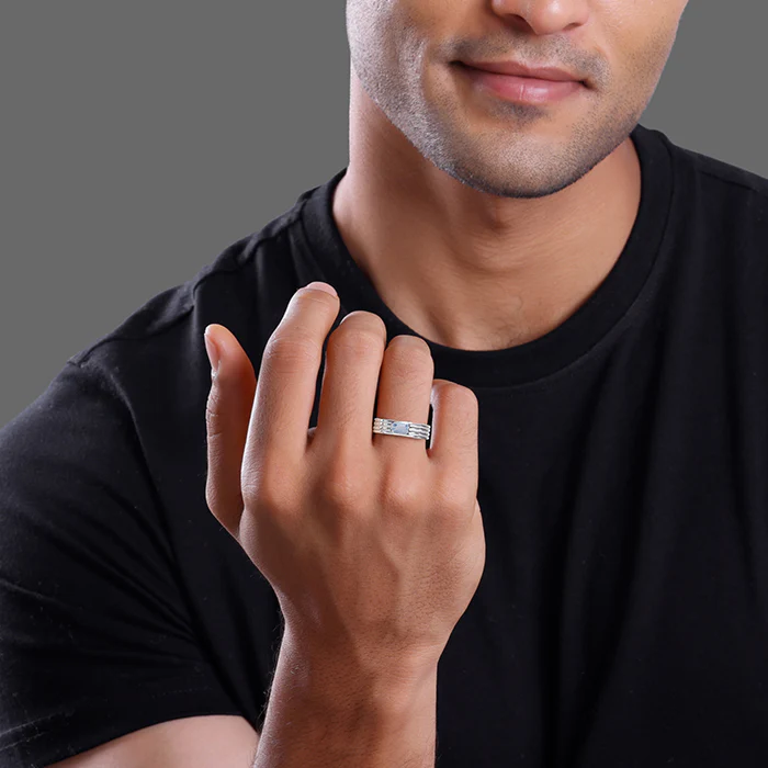 Silver Topaz Crown Ring For Him - Image 3