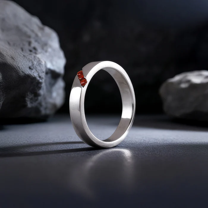 Silver Trend Garnet Ring For Him - Image 2