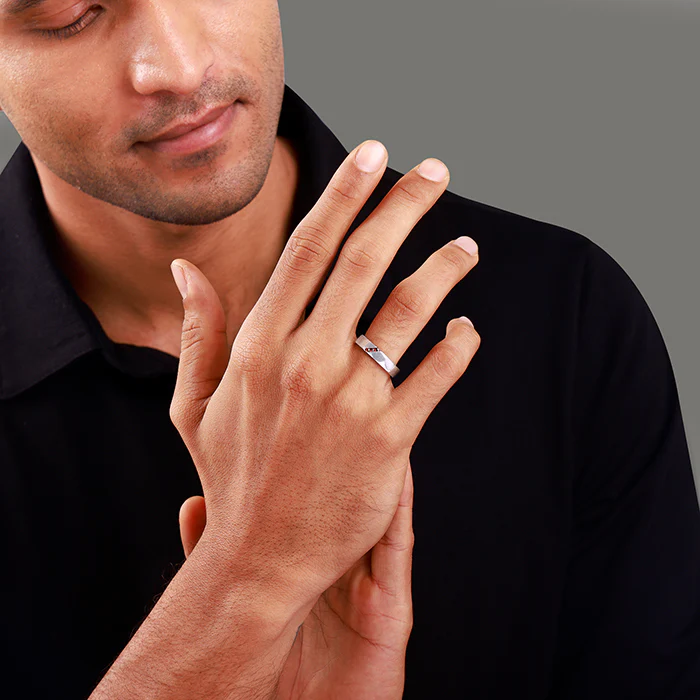 Silver Trend Garnet Ring For Him - Image 3