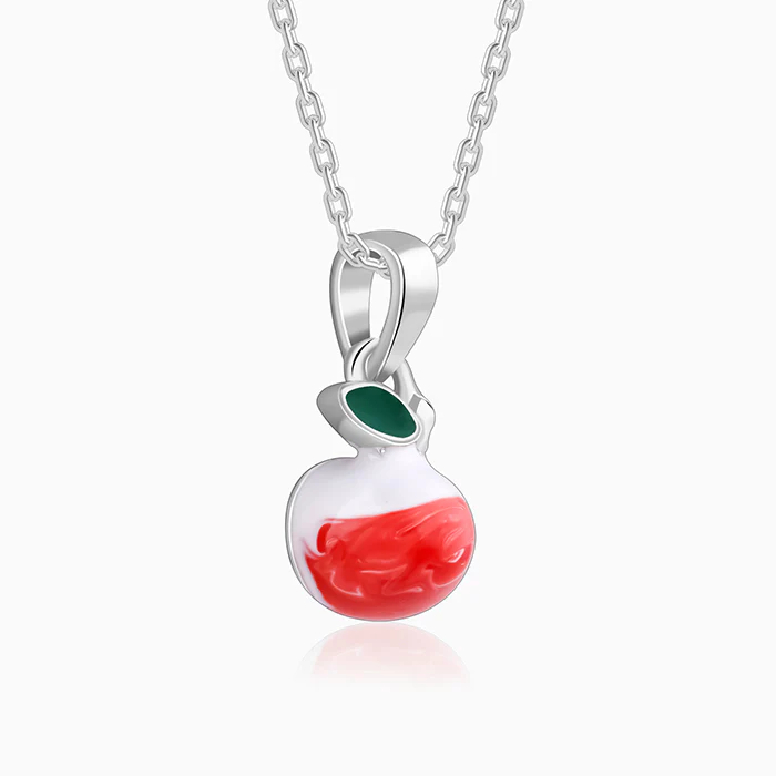 Silver Tri Colour Cherry Pendant With Link Chain - Image 4