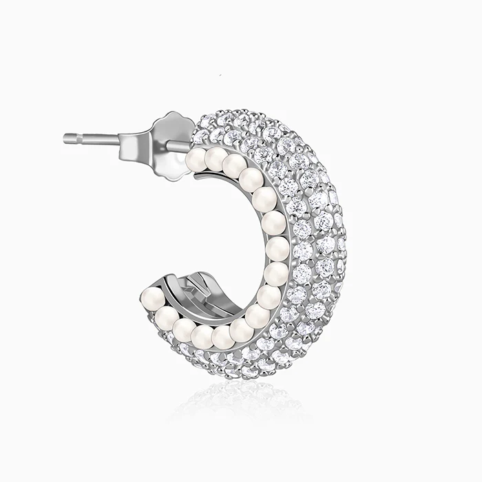 Silver Tribal J Hoop Earrings - Image 4