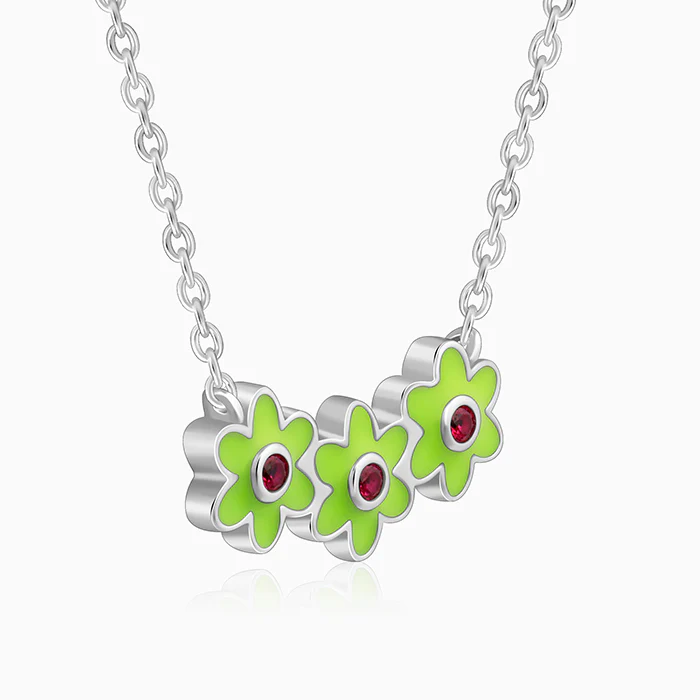 Silver Triple Bloom Kids Necklace - Image 4
