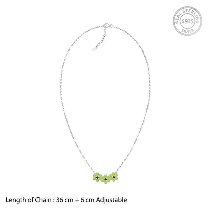 Silver Triple Bloom Kids Necklace - Image 6