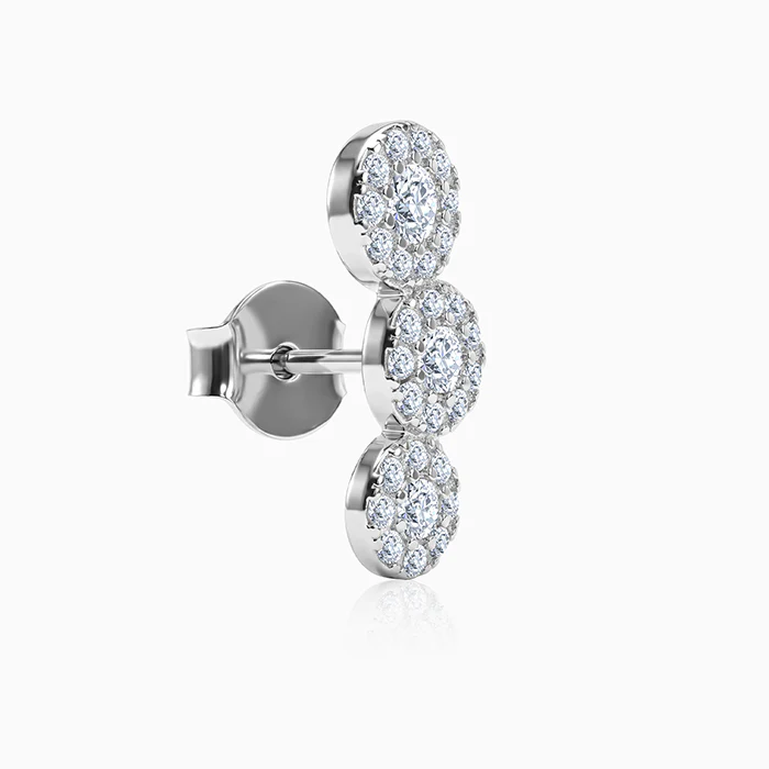 Silver Triple Orb Pave Earrings - Image 4