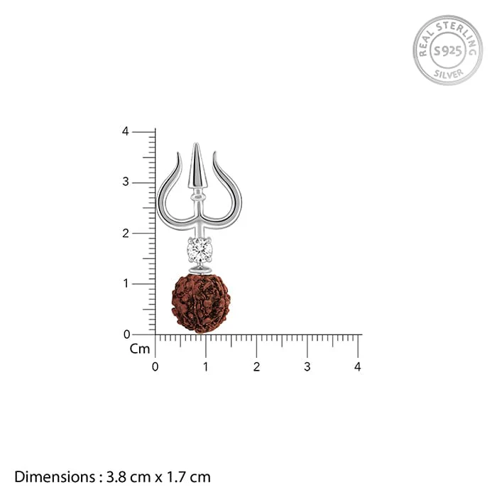 Silver Trishul And Rudraksha Pendant With Box Chain for Him - Image 5