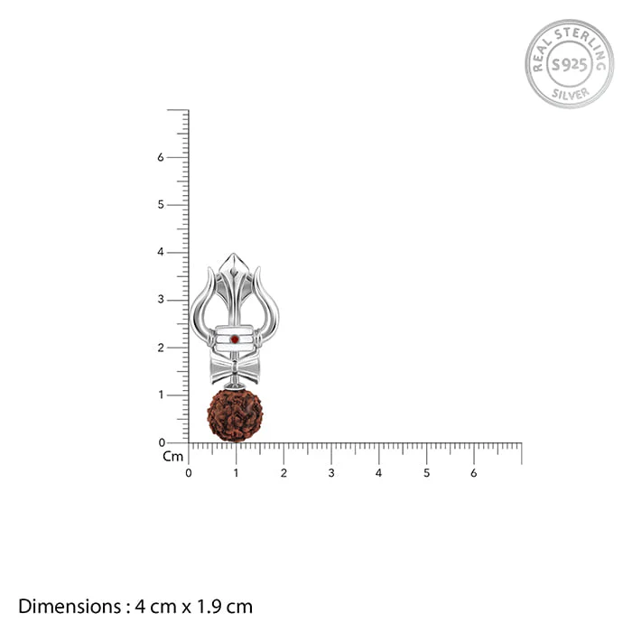 Silver Trishul Rudraksha Pendant With Box Chain For Him - Image 6