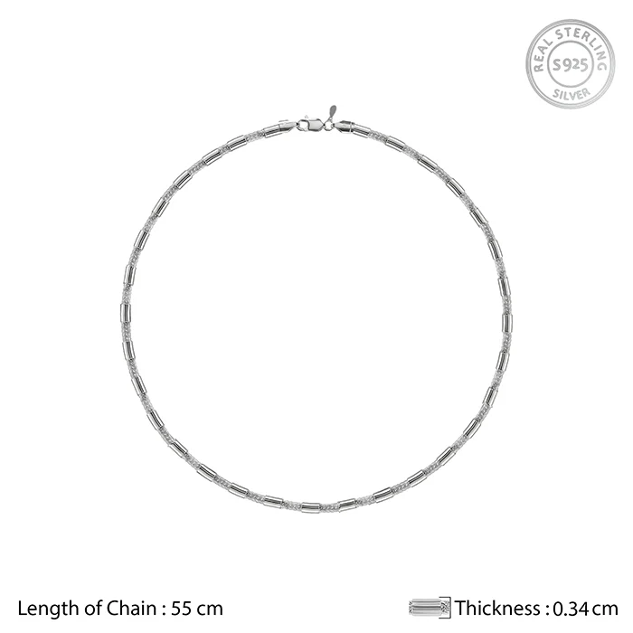 Silver Tube Link Chain For Him - Image 5