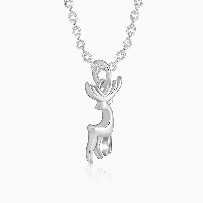 Silver Twilight Deer Pendant with Link Chain - Image 4