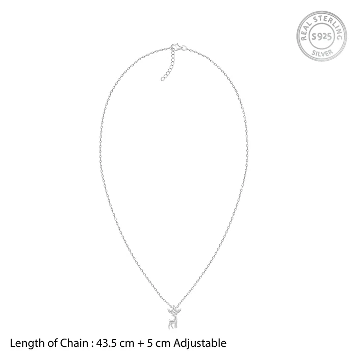 Silver Twilight Deer Pendant with Link Chain - Image 6
