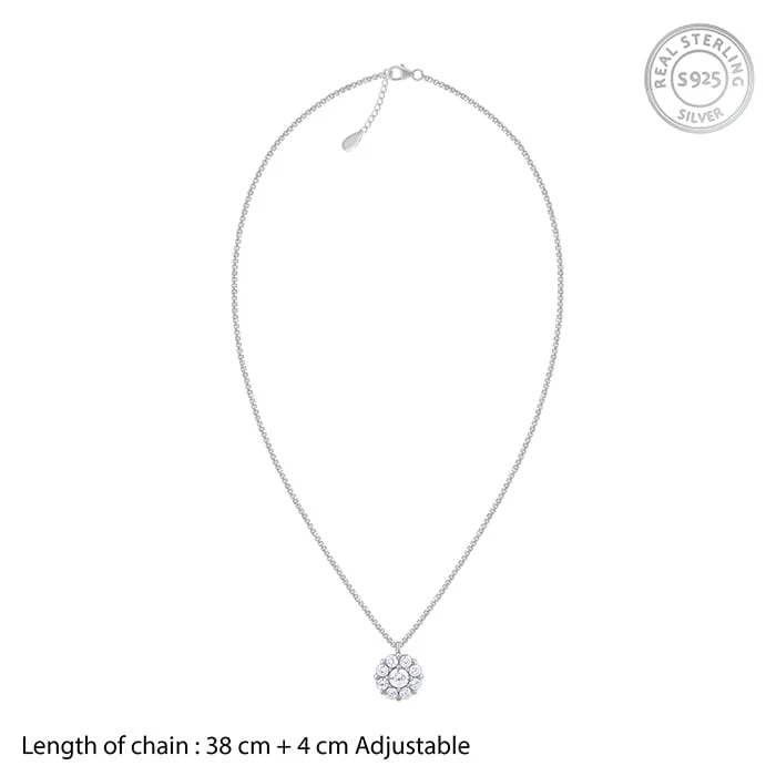 Silver Twofold Solitaire Pendant With Link Chain - Image 5