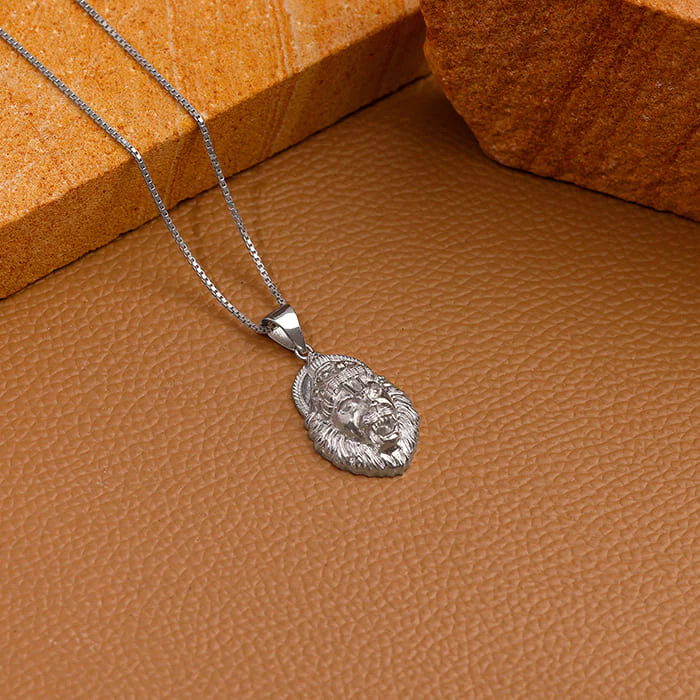 Silver Ugra Narasimha Pendant   with Link Chain For Him - Image 2