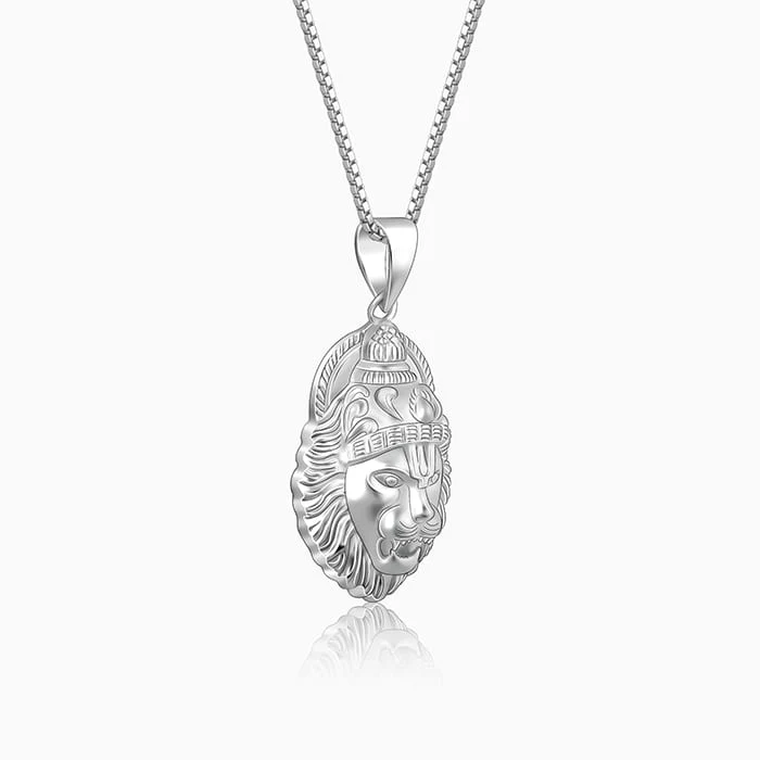 Silver Ugra Narasimha Pendant   with Link Chain For Him - Image 4