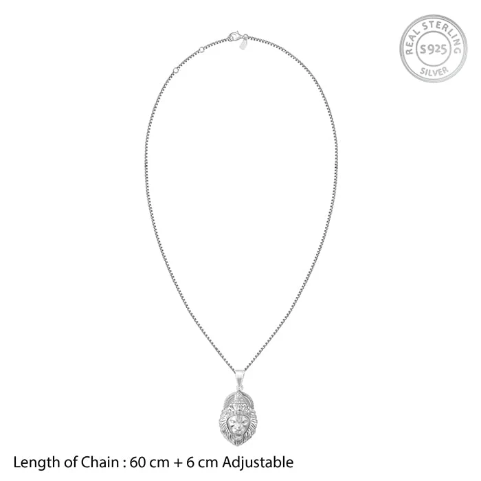 Silver Ugra Narasimha Pendant   with Link Chain For Him - Image 5