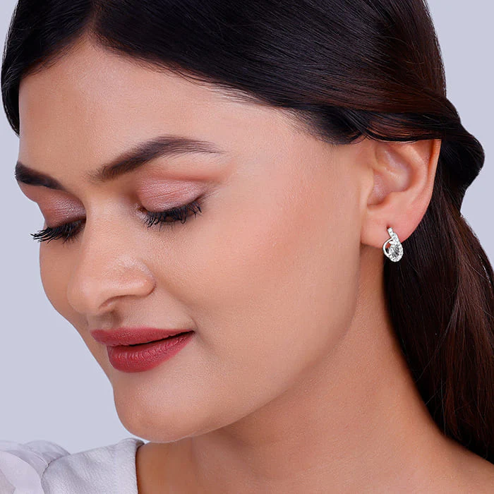 Silver Wave Knot Earrings - Image 3