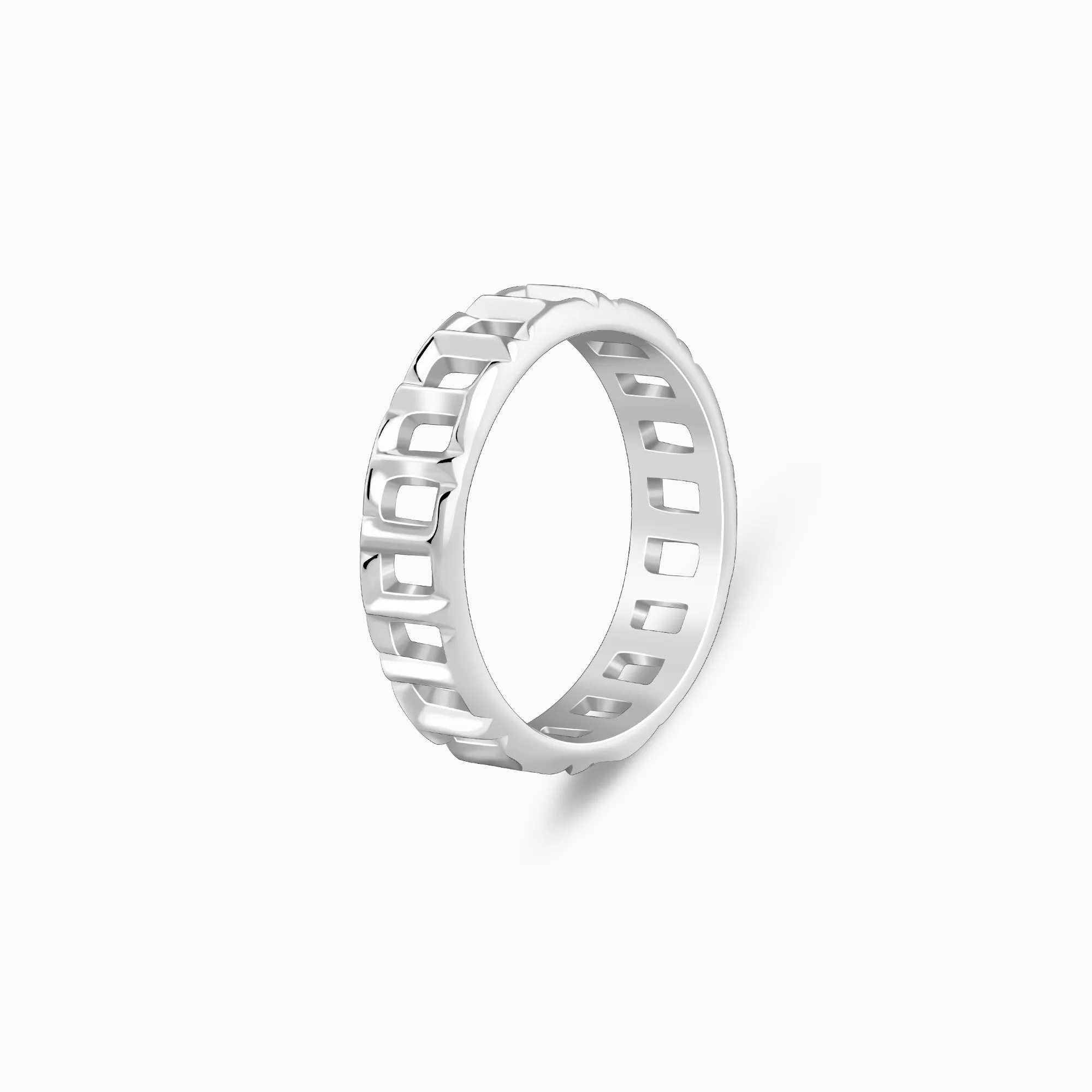 Silver Windowpane Ring For Him - Image 4
